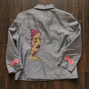 💧💓ROSE EMBROIDERED, CRYING RETRO/VINTAGE GIRL💓